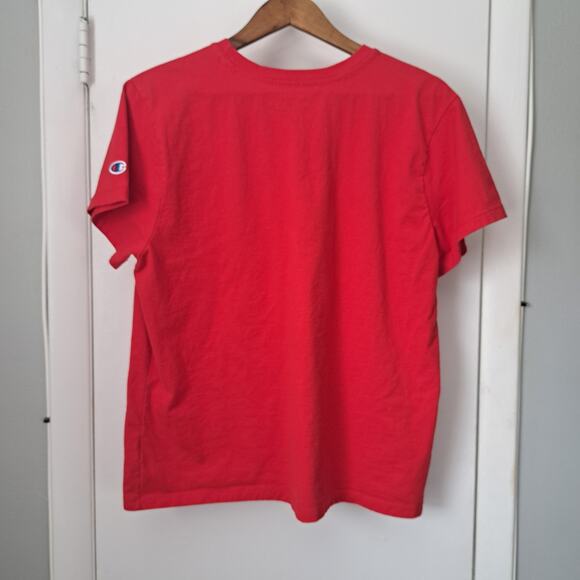Champion Classic Short Sleeve Logo T-Shirt Red White Blue Stars Women's XL - Picture 2 of 5
